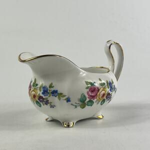 Royal Standard Bone China Creamer England Floral Gold Trim Footed Pitcher Vtg